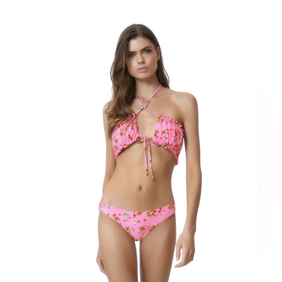 PQ Swim ~ SET ~ Strawberry Fields Remi Ruched Bandeau Top & Bottoms - Picture 3 of 10